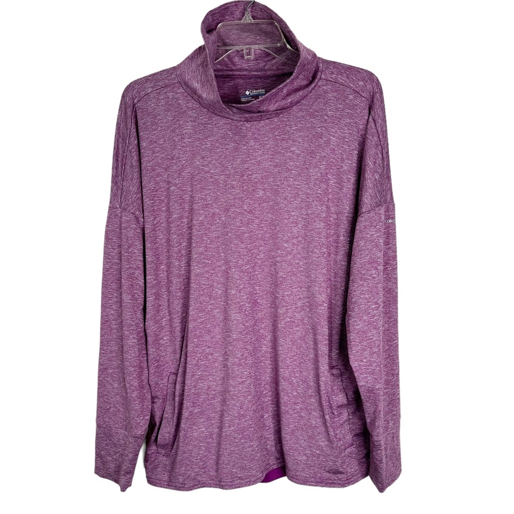Columbia Cowl Neck Crossover Back Long Sleeve Active Top Purple Women’s XL